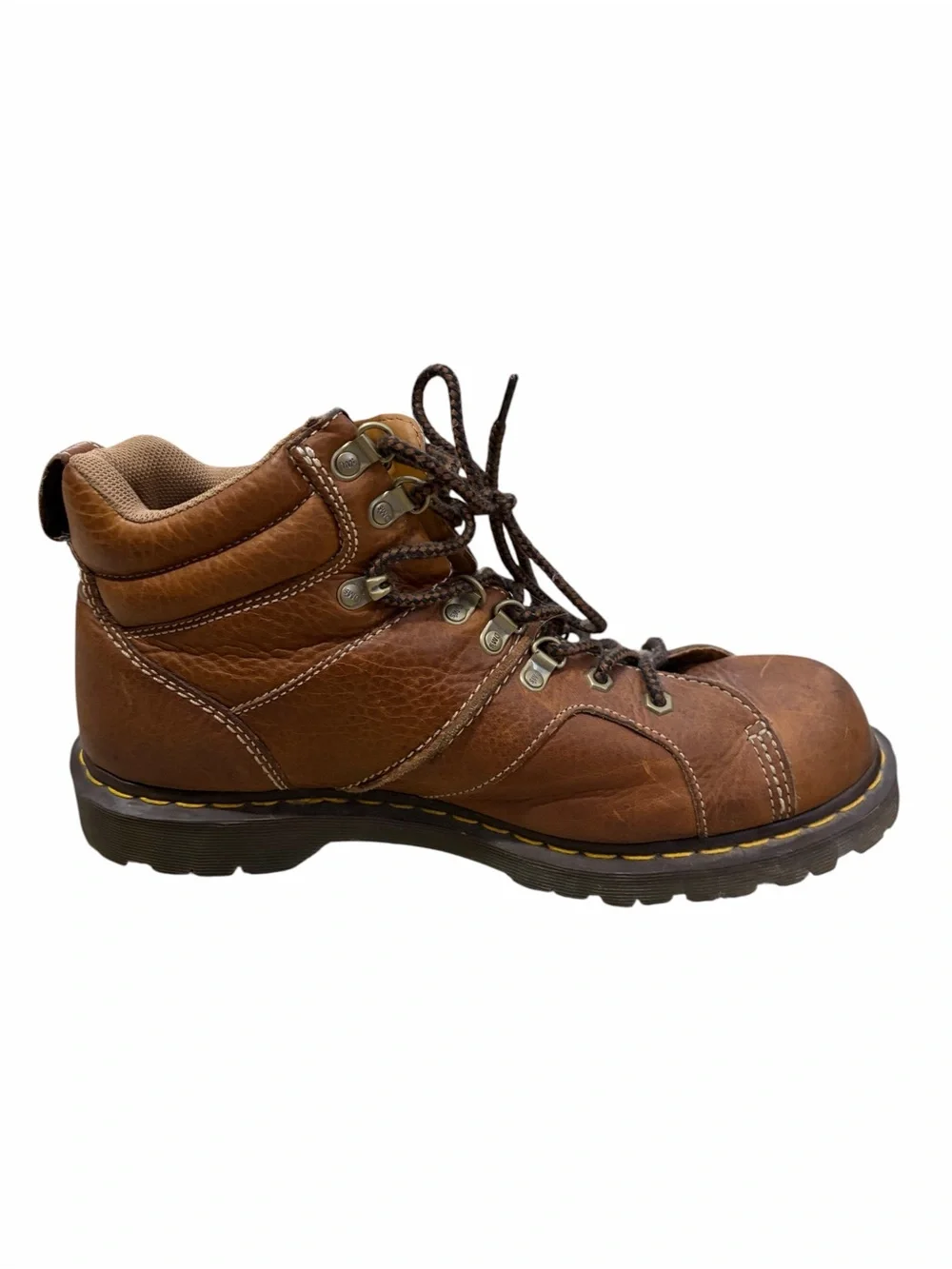 Dr Martens Fynn Chunky Lace Up Boots Mens 12 Brown Leather Ankle Boots